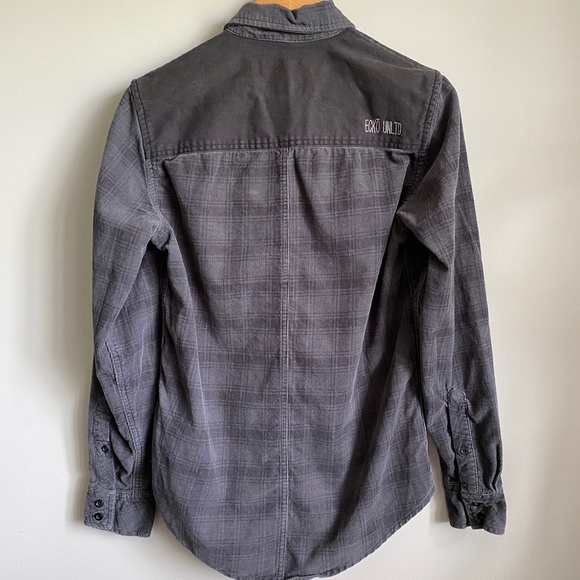 Ecko Unltd. Men's Gray Check Long Sleeve‎ Fine Corduroy Button Up Shirt Small - Picture 3 of 14